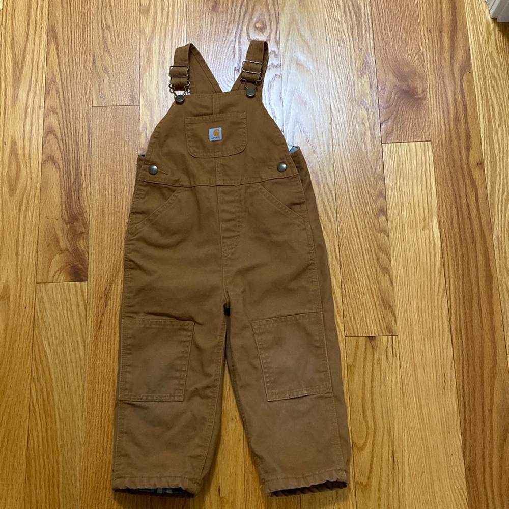 KIDS' CANVAS BIB OVERALL FLANNEL-LINED